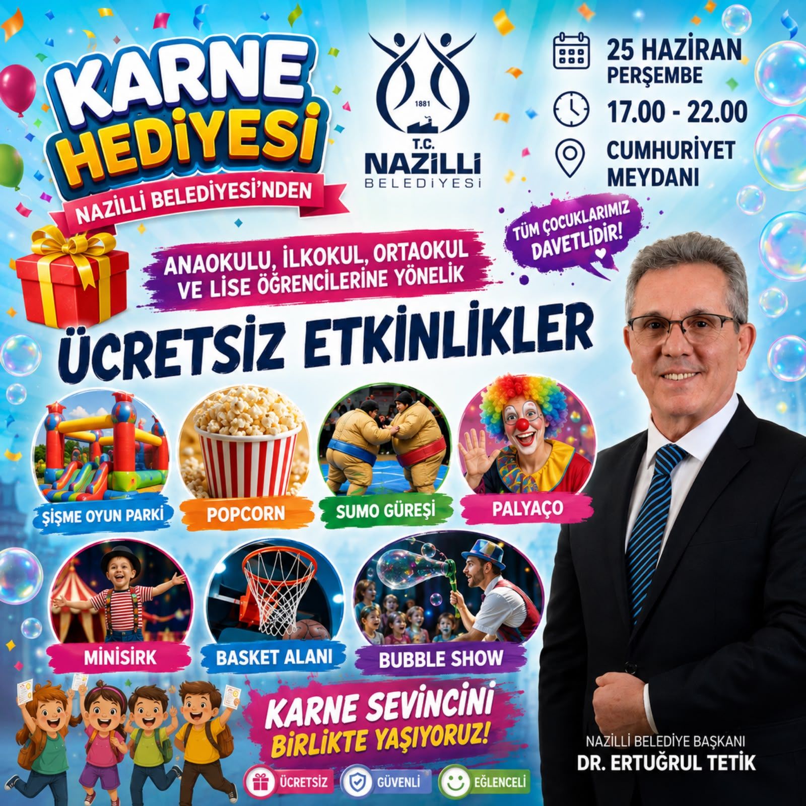 Nazilli Belediyesi’nden Öğrencilere Karne Hediyesi