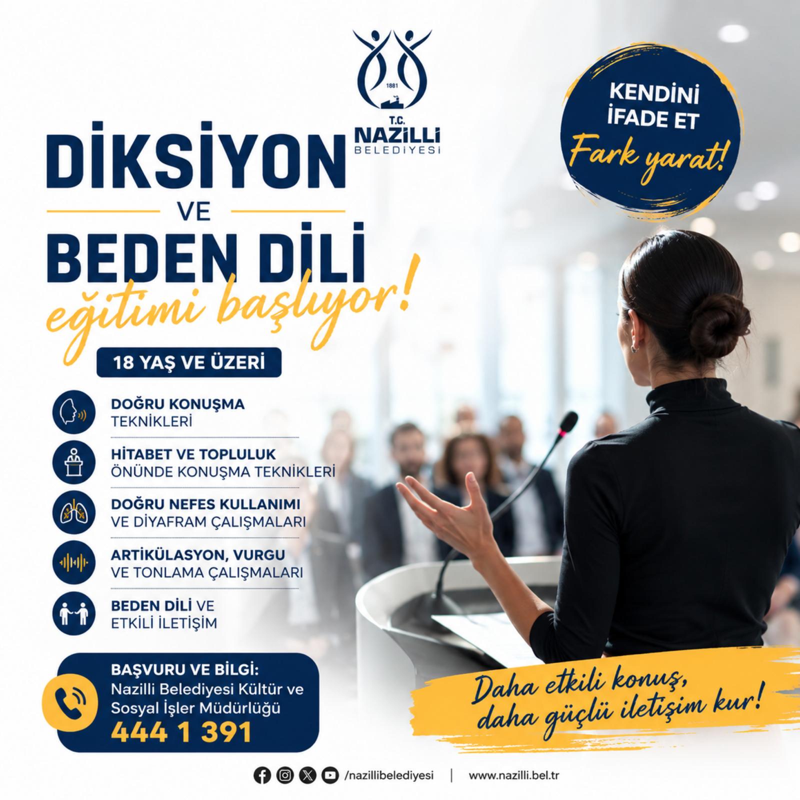 NAZİLLİ BELEDİYESİ’NDEN KİŞİSEL GELİŞİM VE SANATA İKİ YENİ KURS